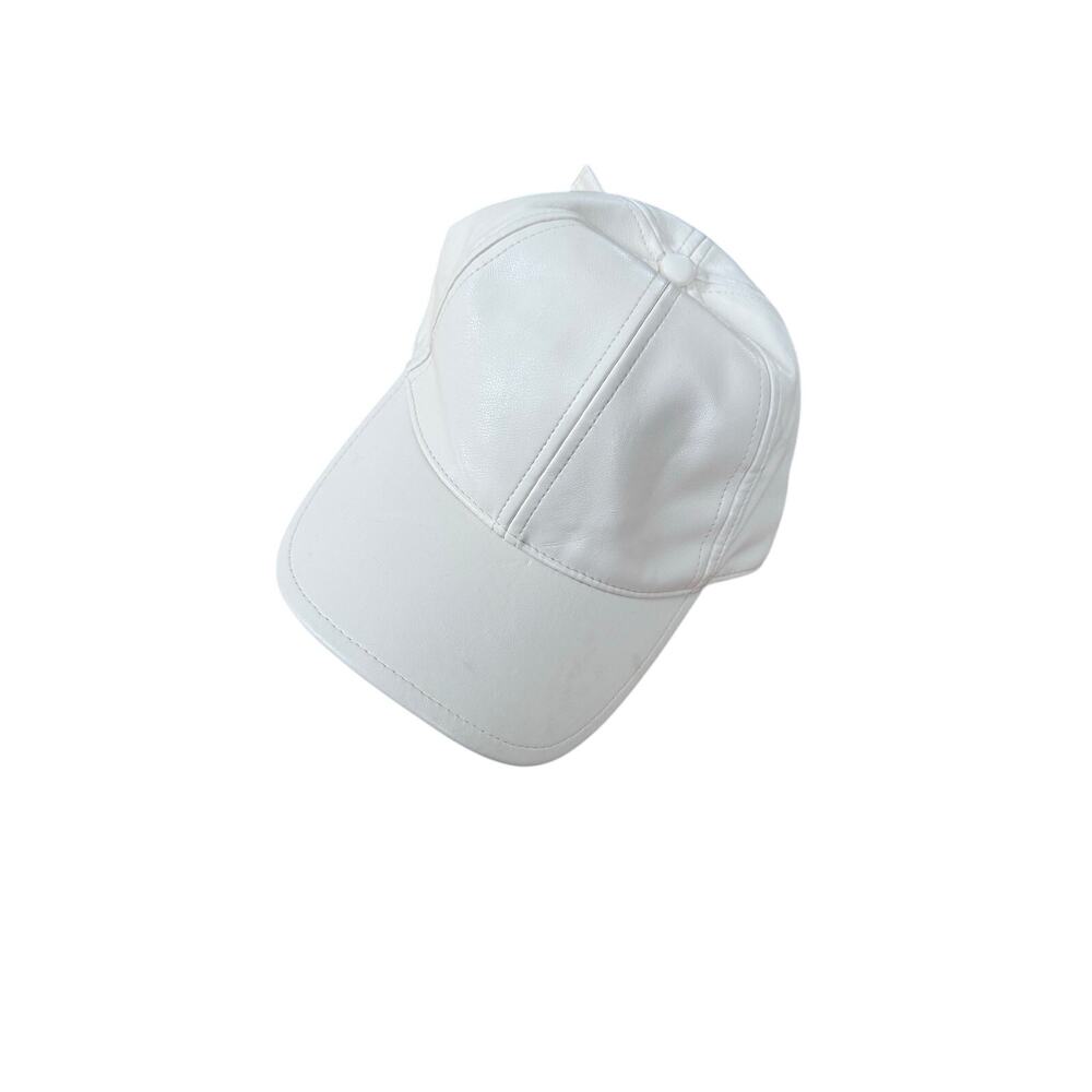 Abercrombie & Fitch white/cream faux leather baseball cap‎